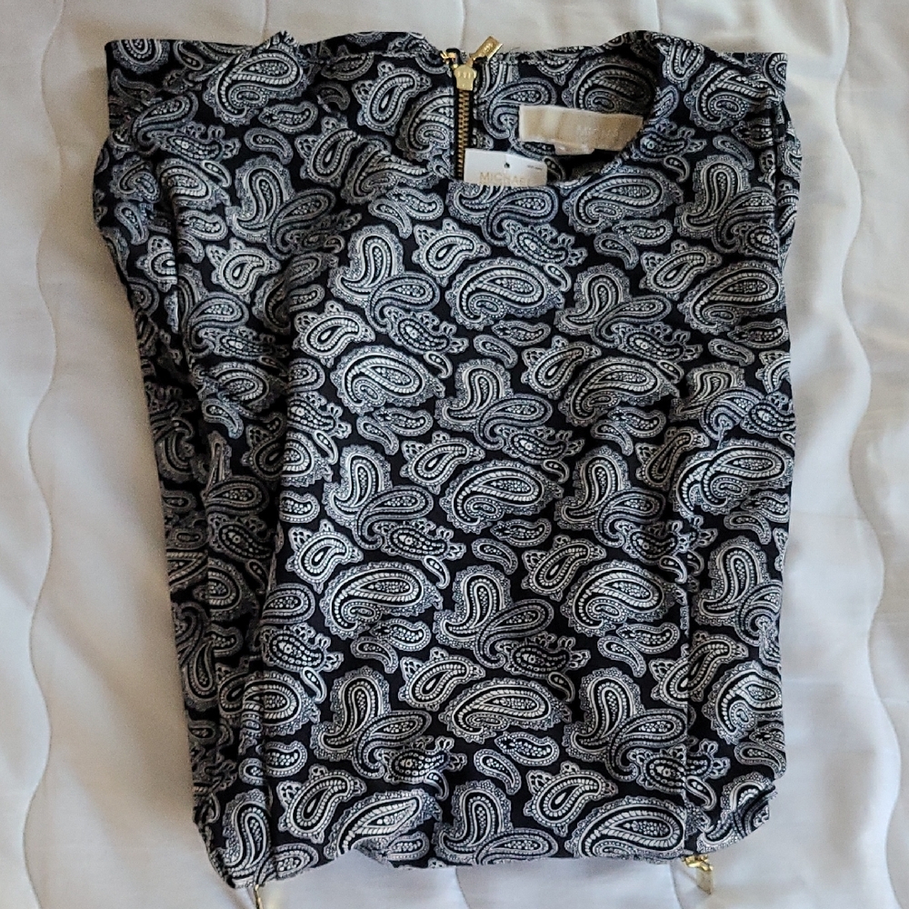 Michael Kors Black and White 3/4 Sleeve Dress